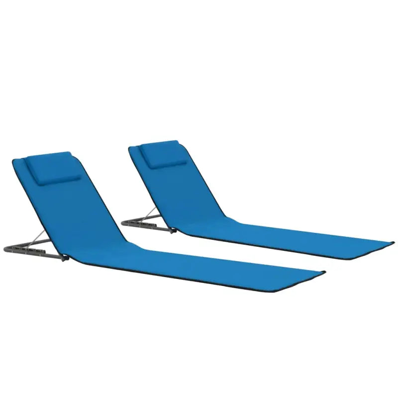 Ligstoelen set met opvouwbare strandmatten voor strand en camping - Blauw / 2 - Ligstoelen