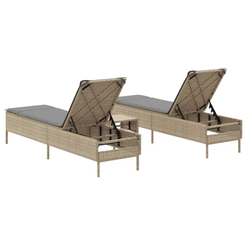 Ligstoelen set met poly rattan en comfortabele zitervaring - Ligstoelen