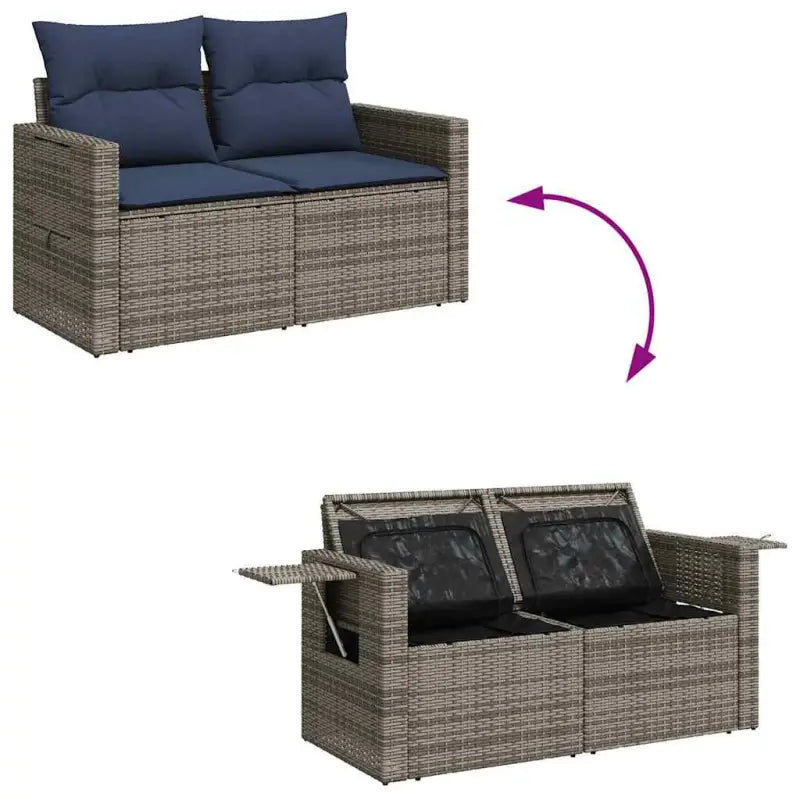Lounge loungeset in grijs materiaal met waterdichte tas en gepoedercoat staal - Grijs / met opbergruimte - Tuinsets