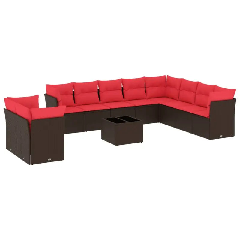 Lounge loungeset van poly rattan met bruin materiaal en gepoedercoat staal - Tuinsets