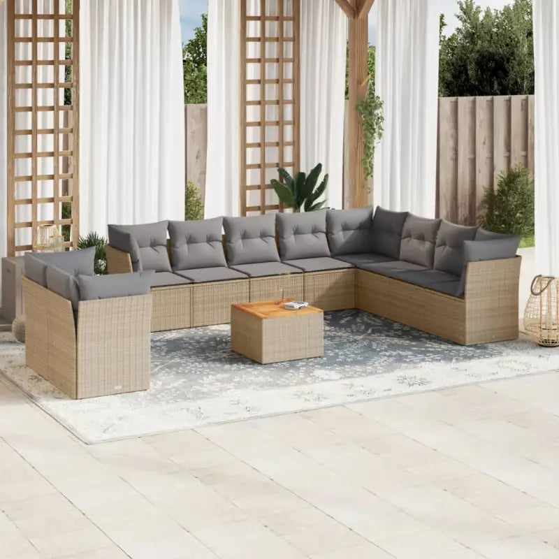 Lounge set in grijs materiaal met waterdichte tas en gepoedercoat staal - beige mix en lichtgrijs - Tuinsets