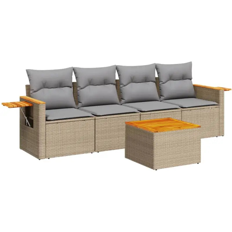 Lounge set met poly rattan en beige materiaal voor tuin en terras - Tuinsets