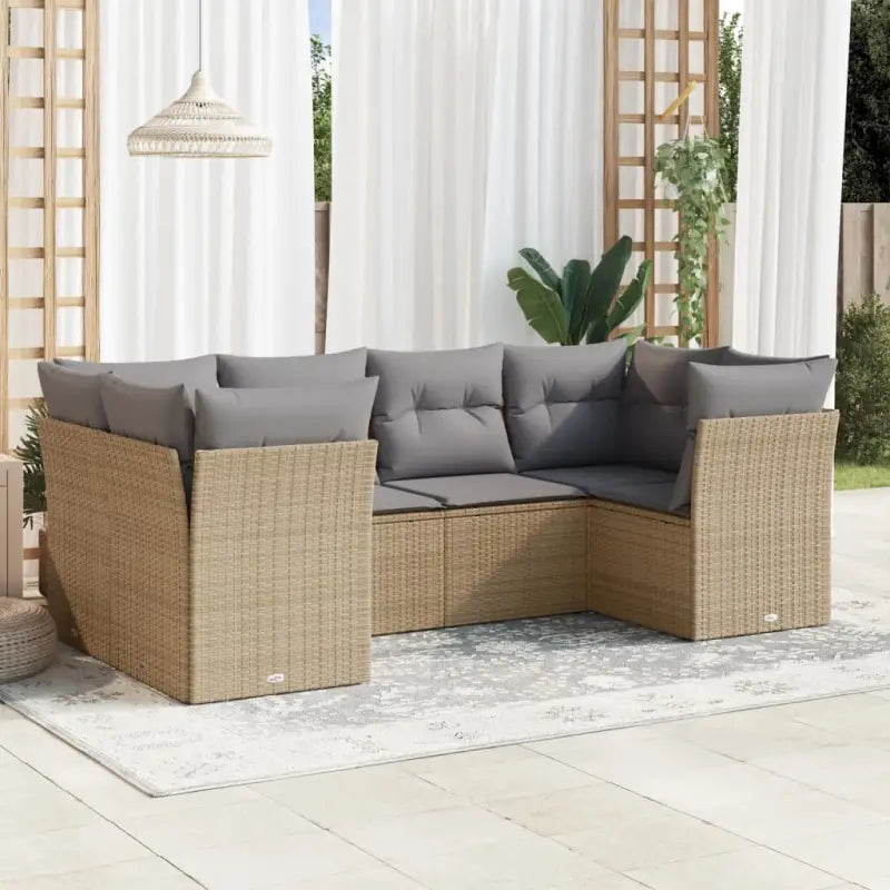 Lounge set met waterdichte tas en poly rattan voor tuin of terras - Beige en grijs - Tuinsets