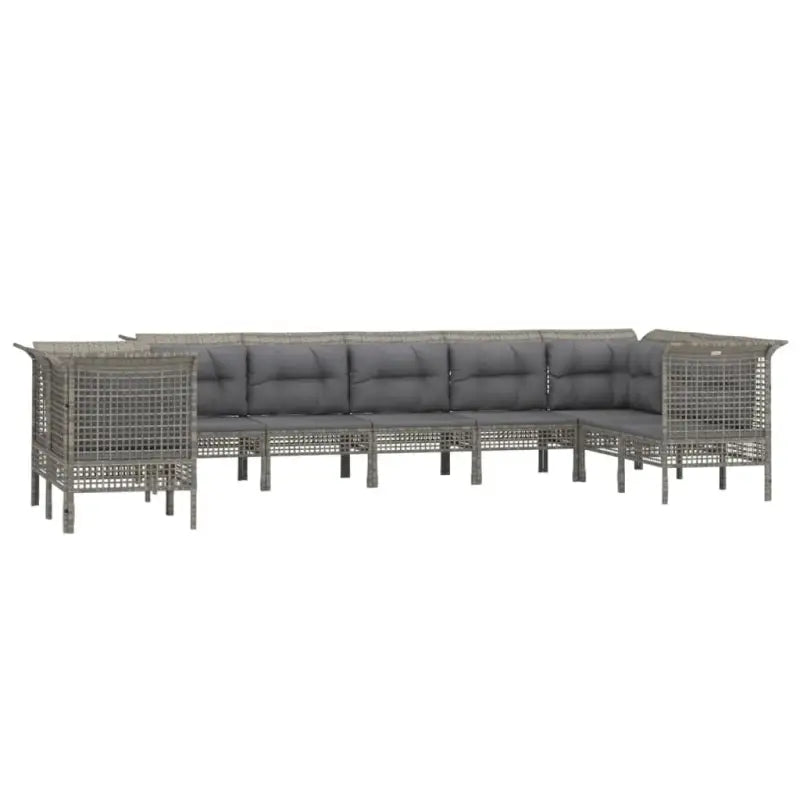 Lounge set van poly rattan op gepoedercoat staal in grijs materiaal - Tuinsets