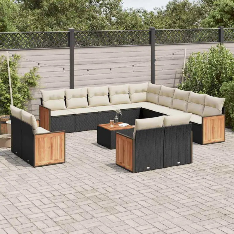 Lounge set van zwart materiaal met waterdichte zak en gepoedercoat staal - Zwart en crème / Met tafel - Tuinsets