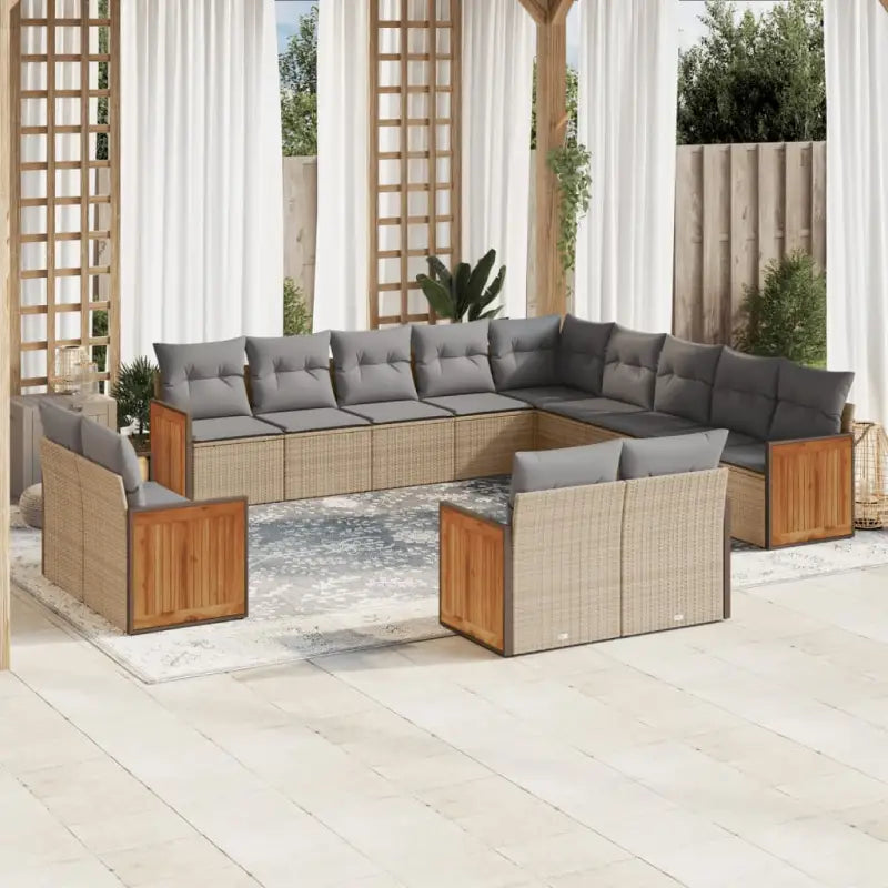 Lounge set van zwart materiaal met waterdichte zak en gepoedercoat staal - Beige en grijs / Zonder tafel - Tuinsets