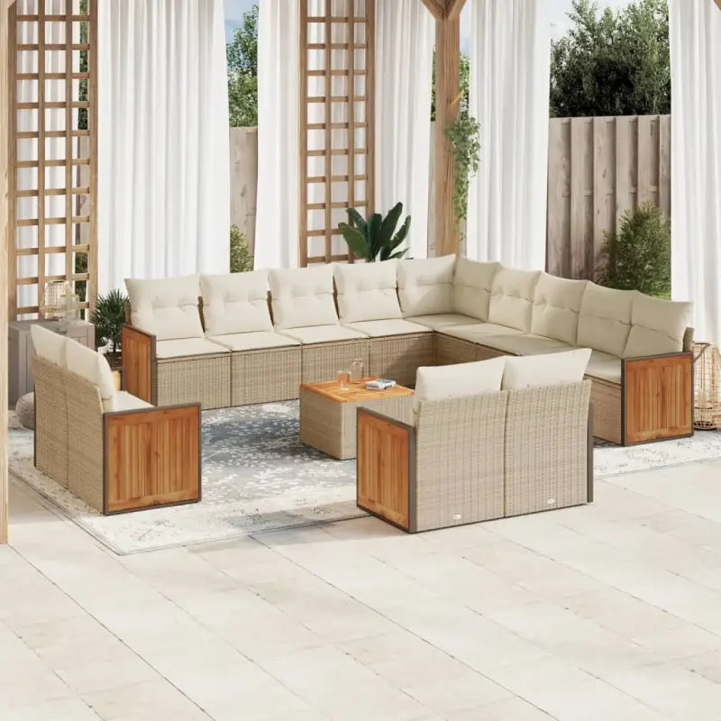 Lounge set van zwart materiaal met waterdichte zak en gepoedercoat staal - beige en crèmekleurig / Met tafel - Tuinsets