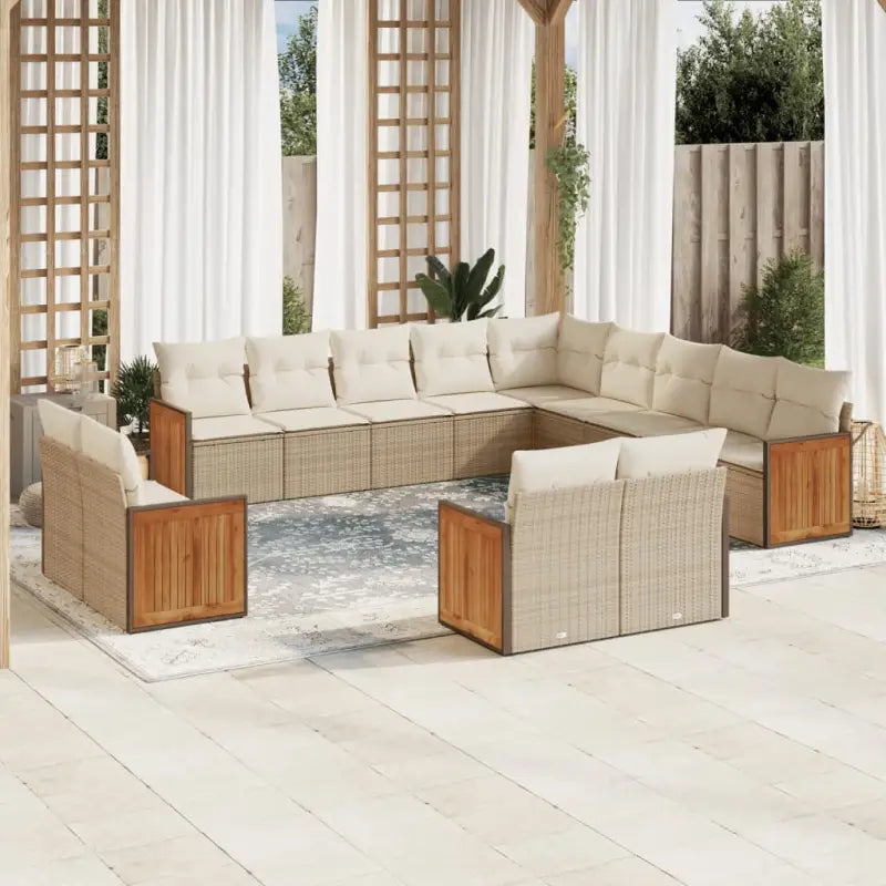 Lounge set van zwart materiaal met waterdichte zak en gepoedercoat staal - beige en crèmekleurig / Zonder tafel