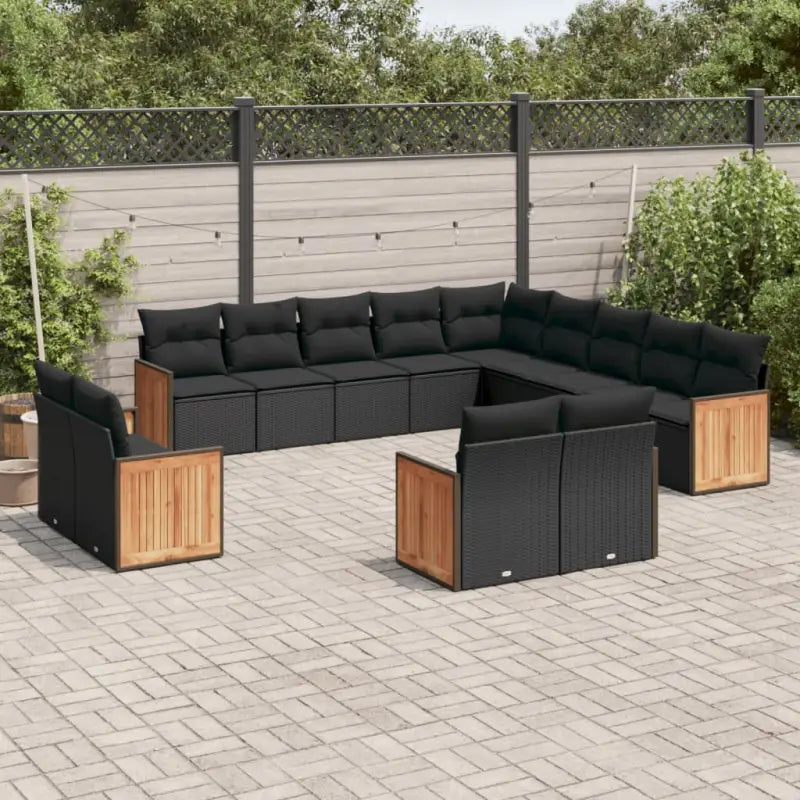 Lounge set van zwart materiaal met waterdichte zak en gepoedercoat staal - Zwart / Zonder tafel - Tuinsets