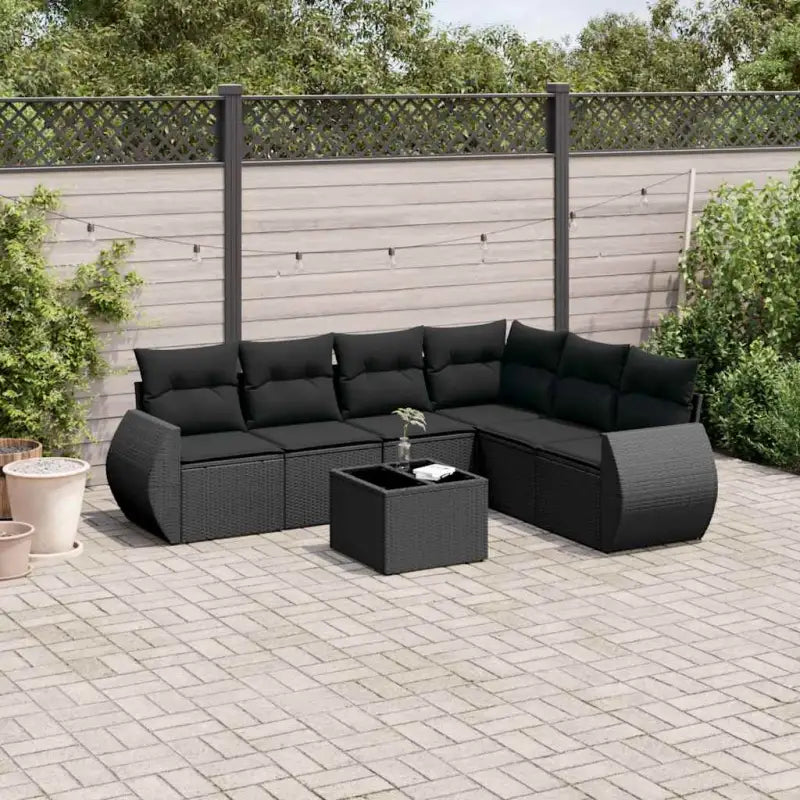 Lounge Tuinset in Beige Materiaal met Gepoedercoat Staal en Waterdichte Tas - Zwart / Met tafel - Tuinsets