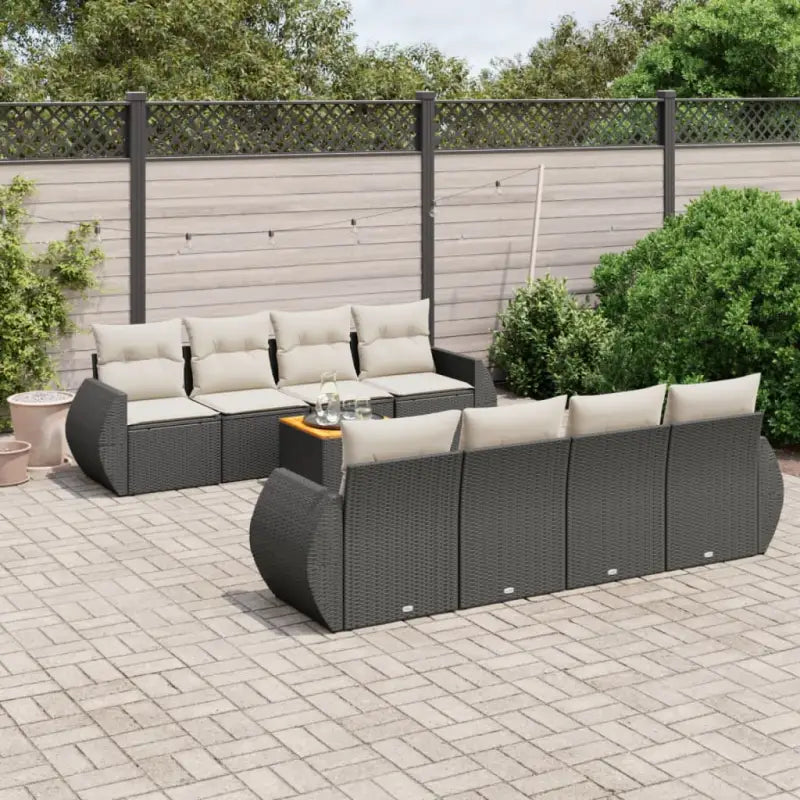 Lounge Tuinset in beige materiaal met gepoedercoat staal afmetingen - Zwart en crème - Tuinsets