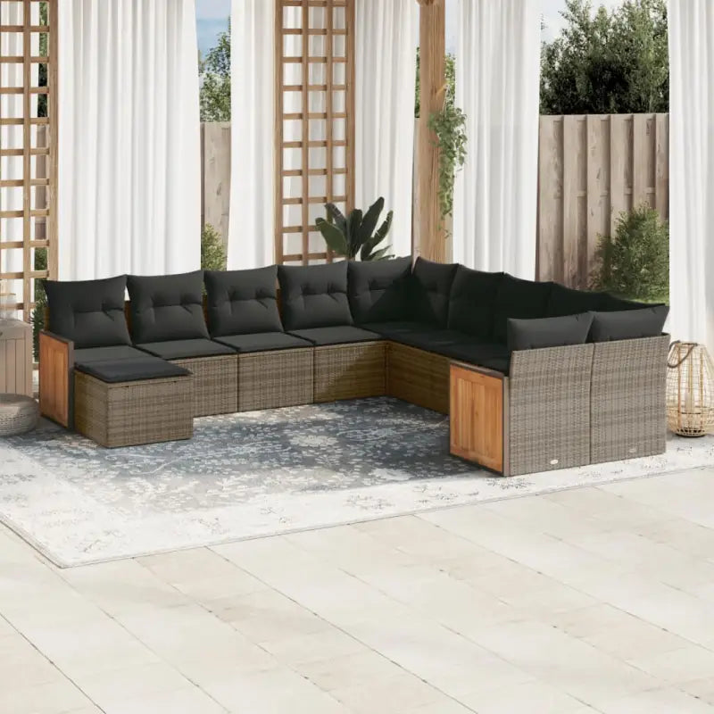 Lounge Tuinset in beige materiaal met gepoedercoat staal afmetingen - Grijs / Zonder tafel - Tuinsets