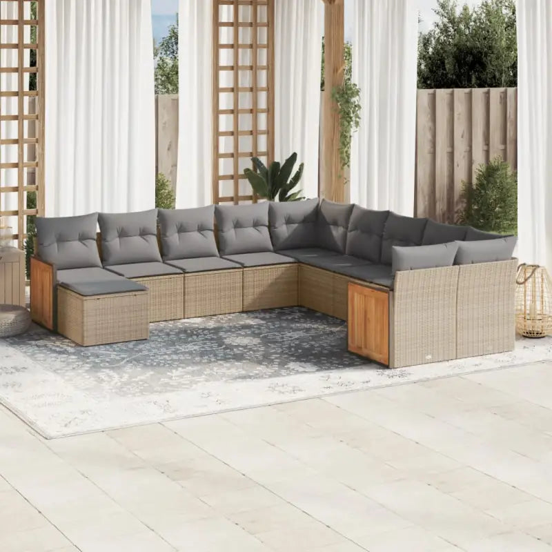 Lounge Tuinset in beige materiaal met gepoedercoat staal afmetingen - Beige en grijs / Zonder tafel - Tuinsets