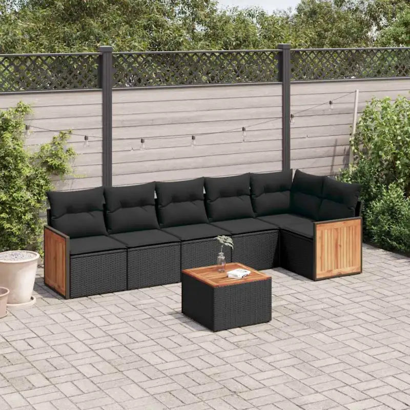 Lounge Tuinset in Beige Materiaal met Waterdichte Tas en Gepoedercoat Staal - Zwart / Met tafel - Tuinsets