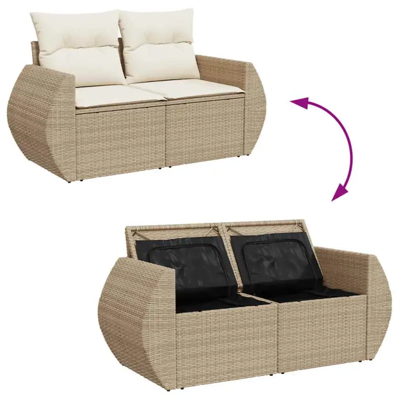 Lounge Tuinset in Beige Materiaal met Waterdichte Tas en Gepoedercoat Staal - Tuinsets