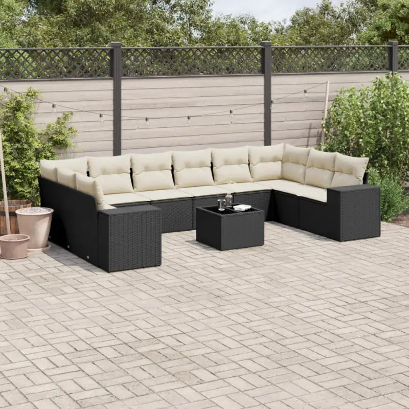 Lounge Tuinset in Beige met Gepoedercoat Staal Afmetingen - Zwart en crème / Zonder tafel - Tuinsets