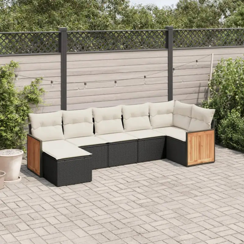 Lounge Tuinset in Beige met Gepoedercoat Staal Afmetingen - Zwart en crème / Zonder tafel - Tuinsets