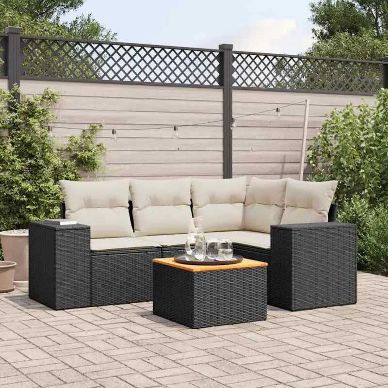 Lounge Tuinset in Beige met Waterdichte Tas en Gepoedercoated Staal - Zwart en crème - Tuinsets