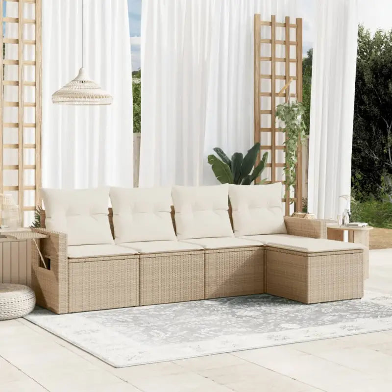 Lounge Tuinset in Beige van Gepoedercoat Staal met Afmetingen - beige en crèmekleurig / Zonder tafel - Tuinsets