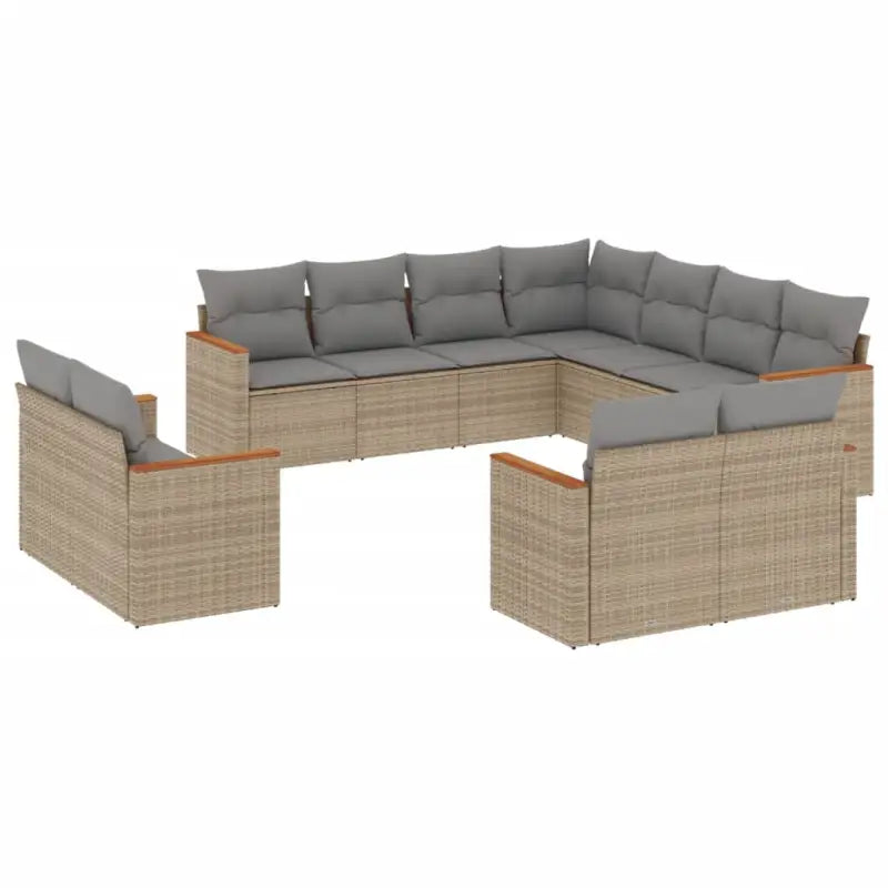 Lounge-tuinset in gemengd beige met gepoedercoat staal en afmetingen - Tuinsets