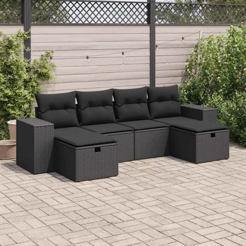 Lounge Tuinset in Gemengd Beige met Gepoedercoat Staal - Zwart / met opbergruimte - Tuinsets