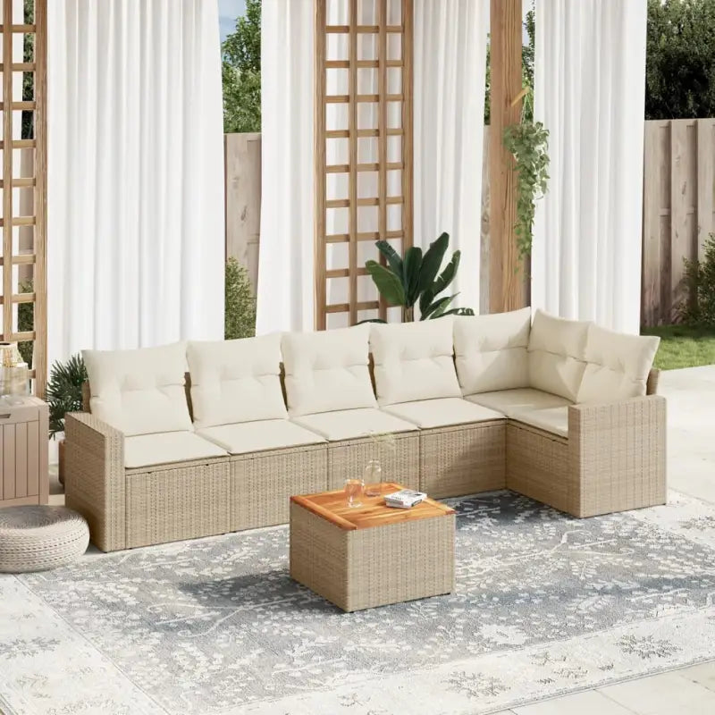 Lounge tuinset in gemengd beige met waterdichte tas voor buitengebruik - beige en crèmekleurig / hoek + 3x midden