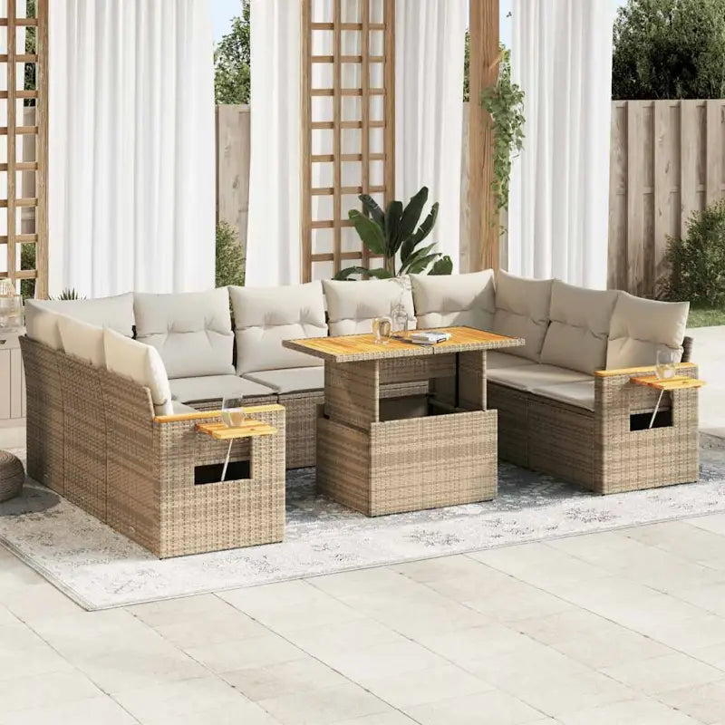 Lounge tuinset in grijs materiaal met gepoedercoat staal en comfortabele afmetingen - beige en crèmekleurig