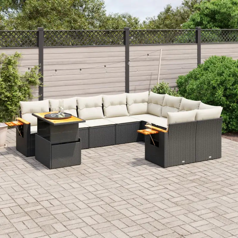 Lounge Tuinset in Grijs Materiaal met Gepoedercoat Staal - Zwart en crème - Tuinsets