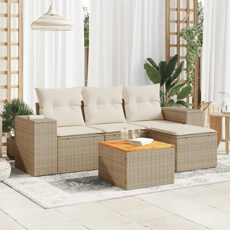 Lounge Tuinset in Grijs Materiaal met Waterdichte Tas en Gepoedercoat Staal - beige en crèmekleurig - Tuinsets