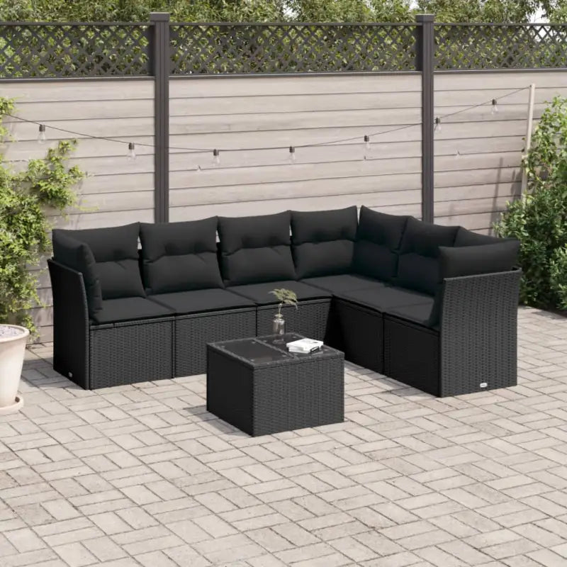 Lounge Tuinset in Grijs Materiaal met Waterdichte Tas en Gepoedercoat Staal - Zwart / Met tafel - Tuinsets