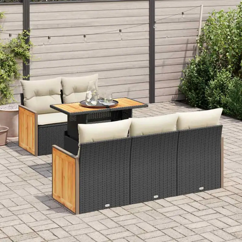 Lounge tuinset in grijs materiaal met waterdichte tas en gepoedercoat staal - Zwart en crème - Tuinsets