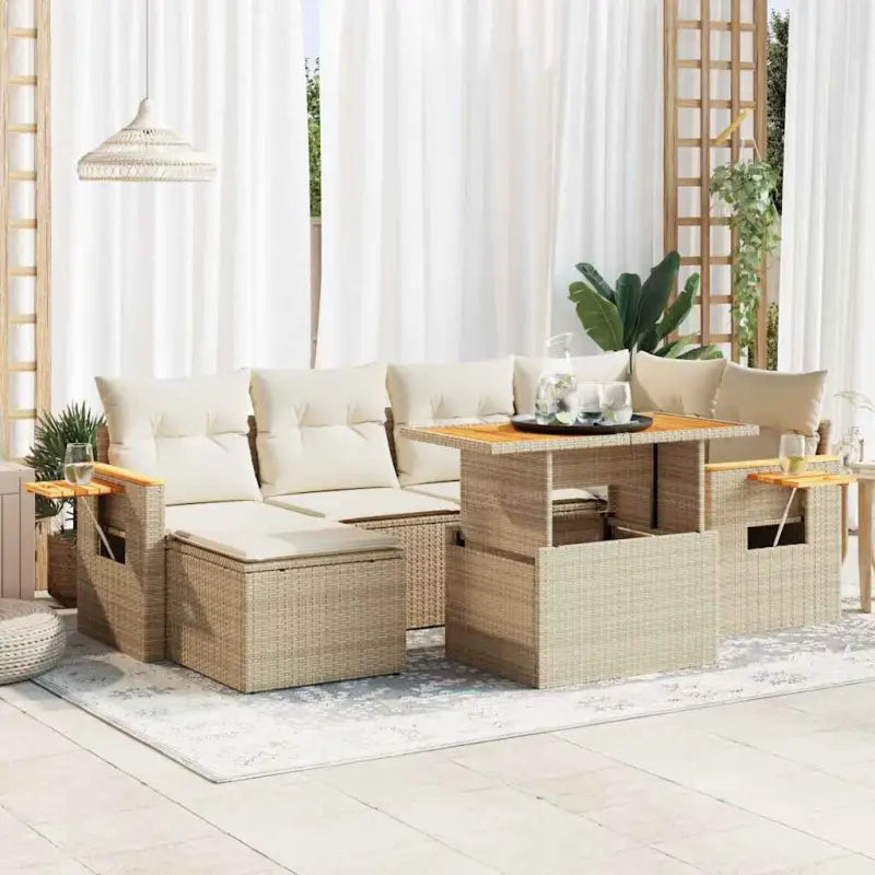 Lounge Tuinset in Zwart Materiaal met Gepoedercoat Staal Afmetingen - beige en crèmekleurig / met opbergruimte
