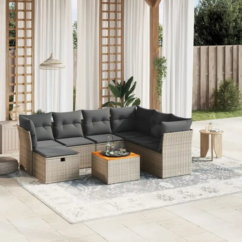 Lounge Tuinset in Zwart Materiaal met Gepoedercoat Staal Afmetingen - grijs en donkergrijs / 3x midden + 3x hoek