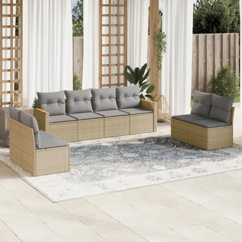 Lounge tuinset in zwart materiaal met gepoedercoat staal en poly rattan - Beige en grijs / Zonder tafel - Tuinsets