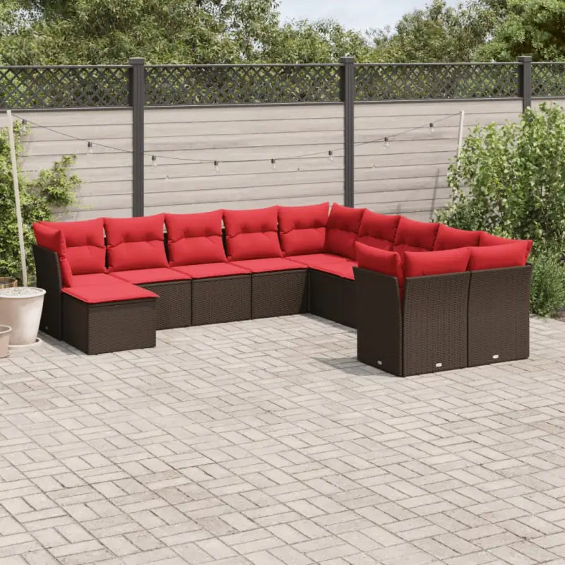 Lounge tuinset in zwart materiaal van gepoedercoat staal met afmetingen - Bruin en rood / Zonder tafel - Tuinsets