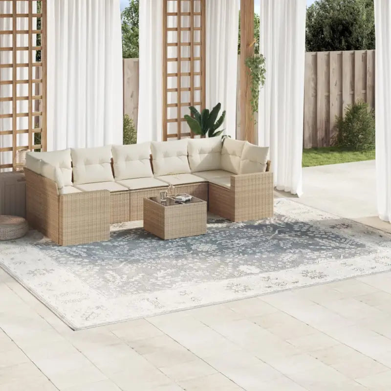 Lounge Tuinset in Zwart Materiaal van Gepoedercoat Staal - beige en crèmekleurig - Tuinsets