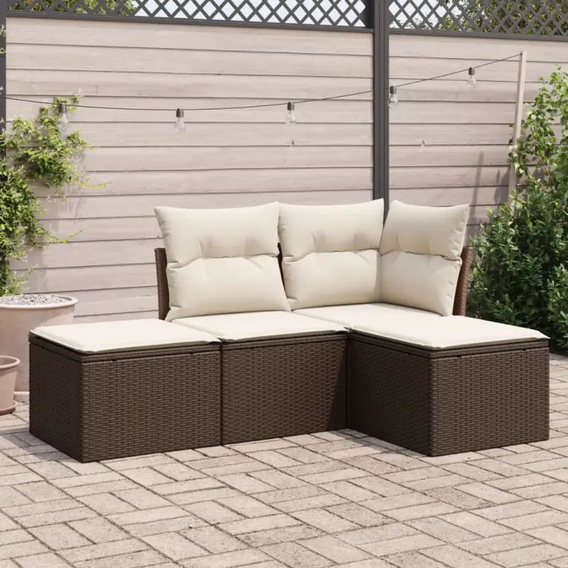 Lounge tuinset met beige materiaal en gepoedercoat staal afmetingen - Bruin en crème / Zonder tafel - Tuinsets