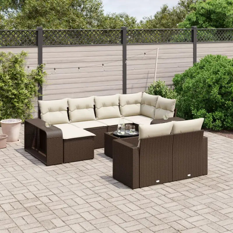 Lounge tuinset met beige materiaal en gepoedercoat staal afmetingen - Bruin / Glas - Tuinsets