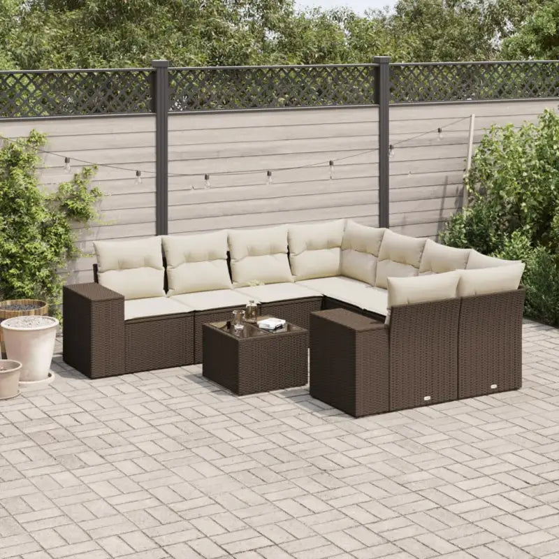 Lounge Tuinset met beige materiaal en gepoedercoat staal afmetingen - Bruin en crème - Tuinsets