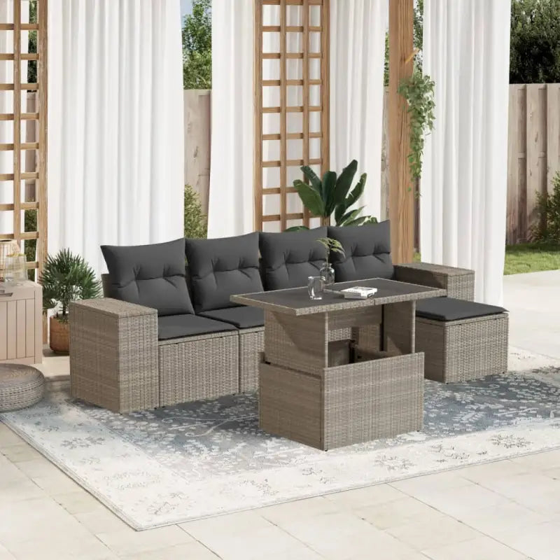 Lounge tuinset met beige materiaal en gepoedercoat staal afmetingen - Lichtgrijs / zonder opbergruimte - Tuinsets