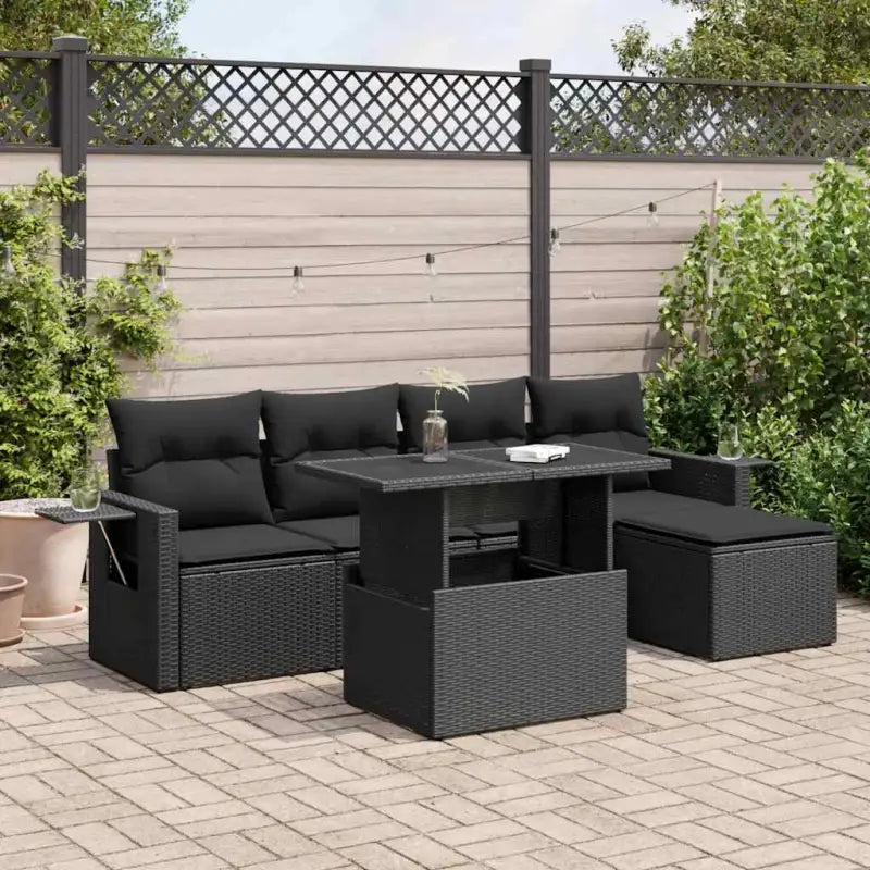 Lounge tuinset met beige materiaal en gepoedercoat staal afmetingen - Zwart / met opbergruimte - Tuinsets