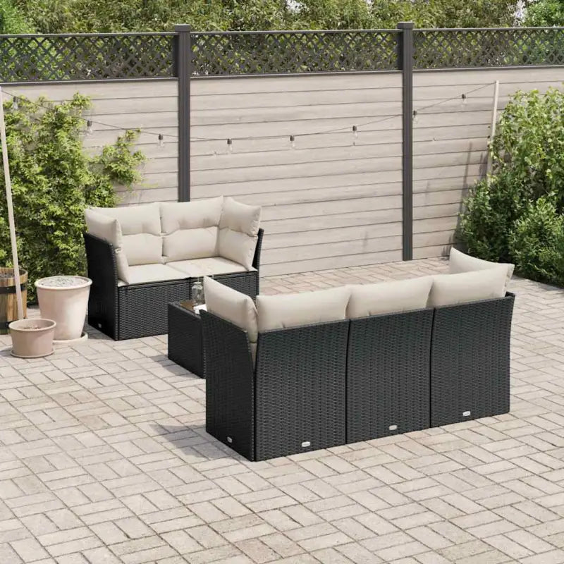 Lounge Tuinset met beige materiaal en gepoedercoat staal afmetingen - Zwart en crème - Tuinsets