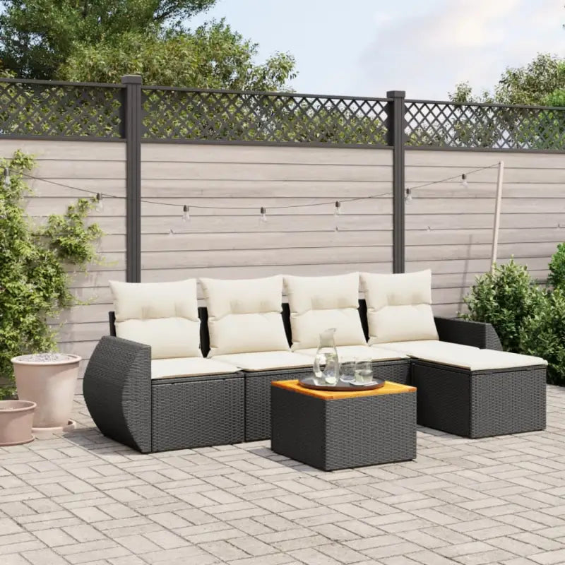 Lounge Tuinset met Beige Materiaal en Gepoedercoat Staal Afmetingen - Zwart en crème - Tuinsets