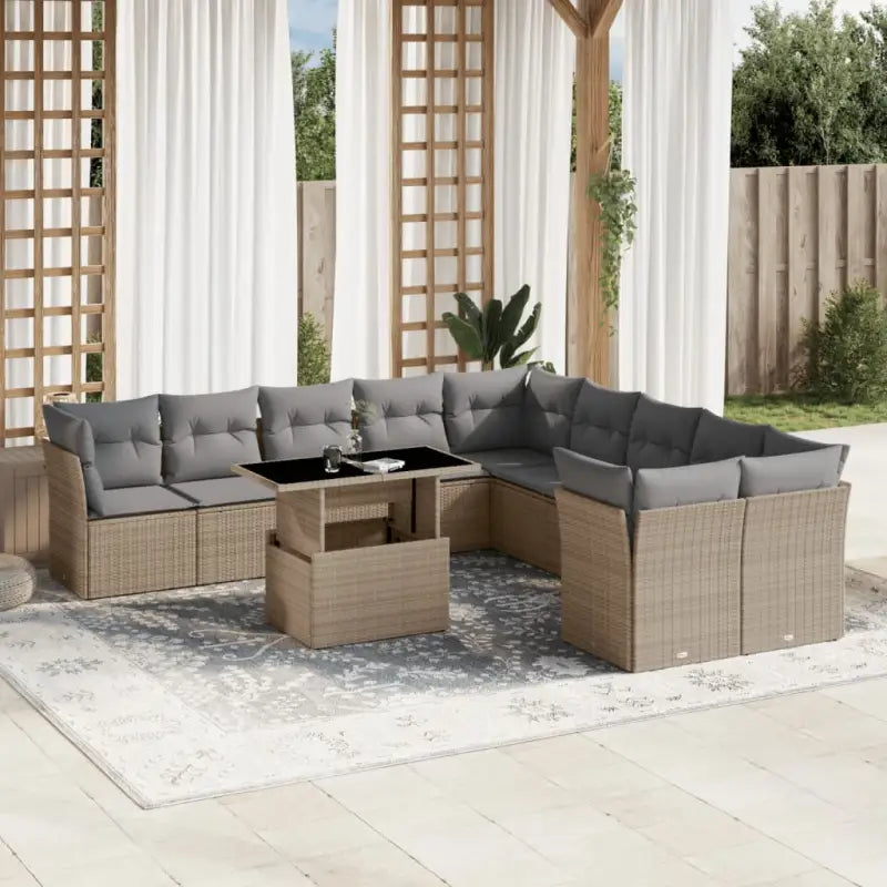 Lounge tuinset met beige materiaal en gepoedercoat staal afmetingen - Tuinsets