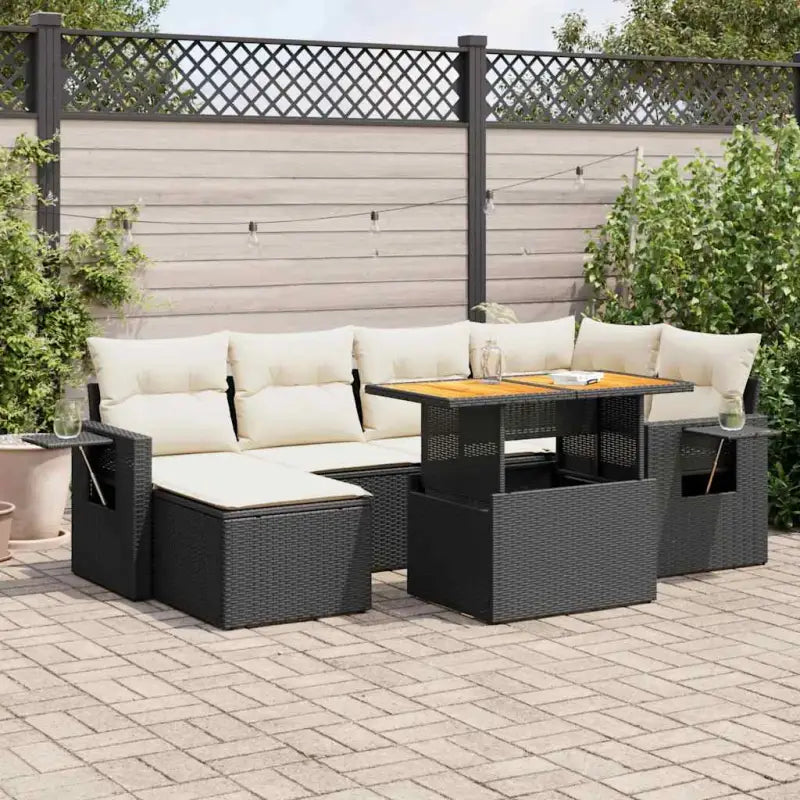 Lounge Tuinset met beige materiaal en gepoedercoat staal afmetingen - Zwart en crème / met opbergruimte - Tuinsets