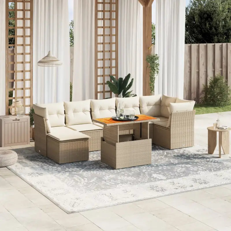Lounge tuinset met beige materiaal en gepoedercoat staal Afmetingen - beige en crèmekleurig / 3x hoek + 3x midden