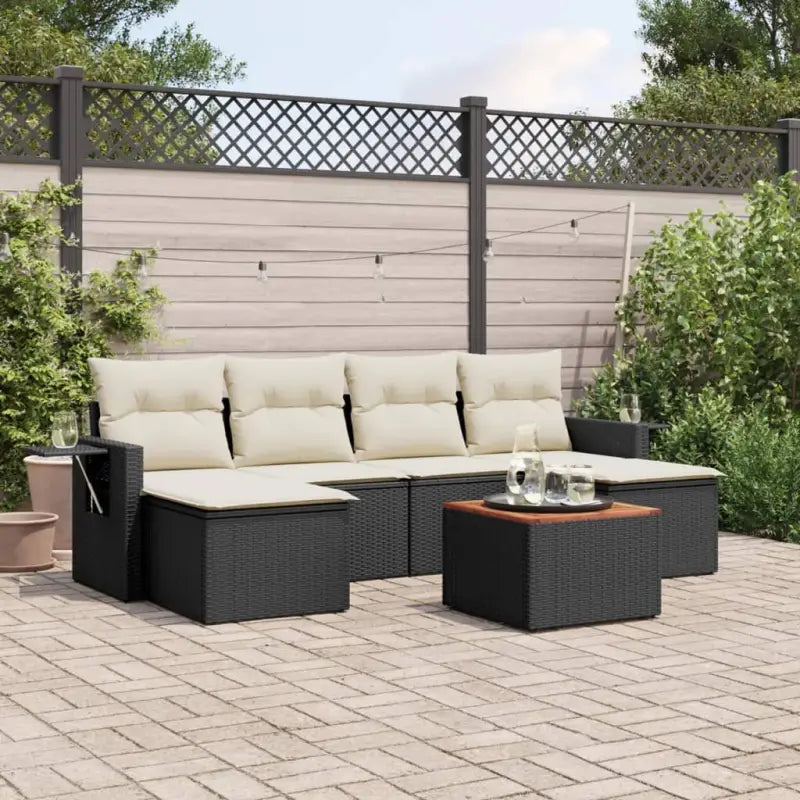 Lounge tuinset met beige materiaal en gepoedercoat staal afmetingen - Zwart en crème - Tuinsets