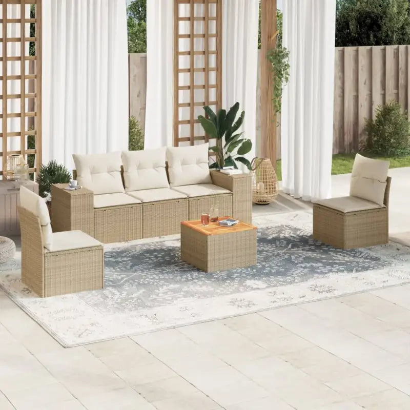 Lounge tuinset met beige materiaal en gepoedercoat staal - beige en crèmekleurig - Tuinsets