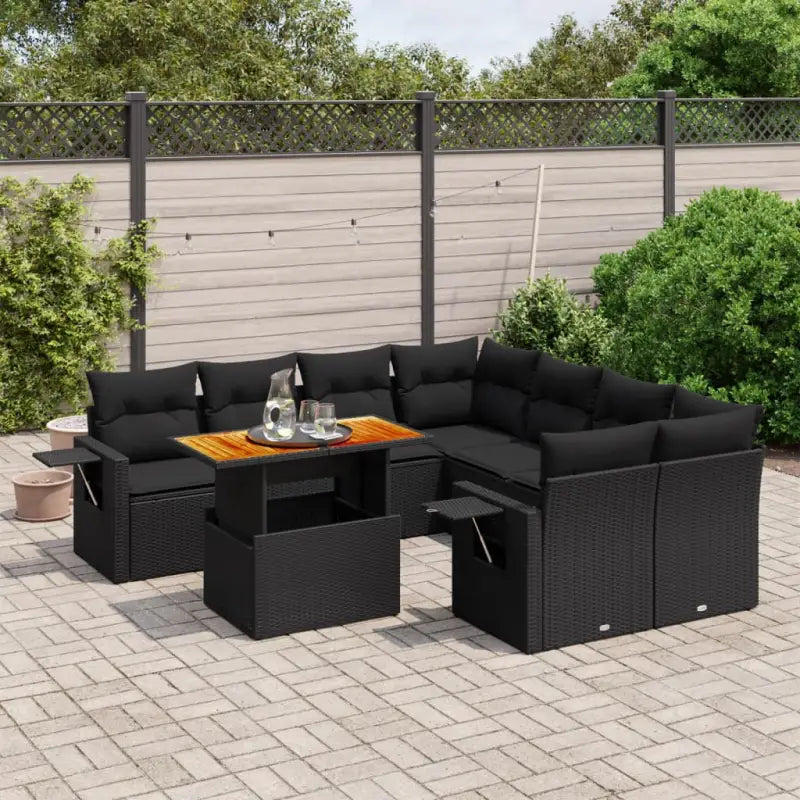 Lounge tuinset met beige materiaal en gepoedercoated staal afmetingen - Zwart / zonder opbergruimte - Tuinsets