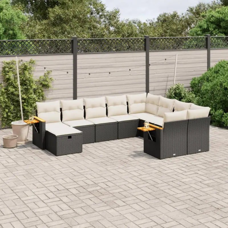 Lounge Tuinset met beige materiaal en waterdichte tas - Zwart en crème - Tuinsets